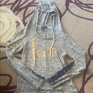 Miss Chievous Blue and Cream Knit Top